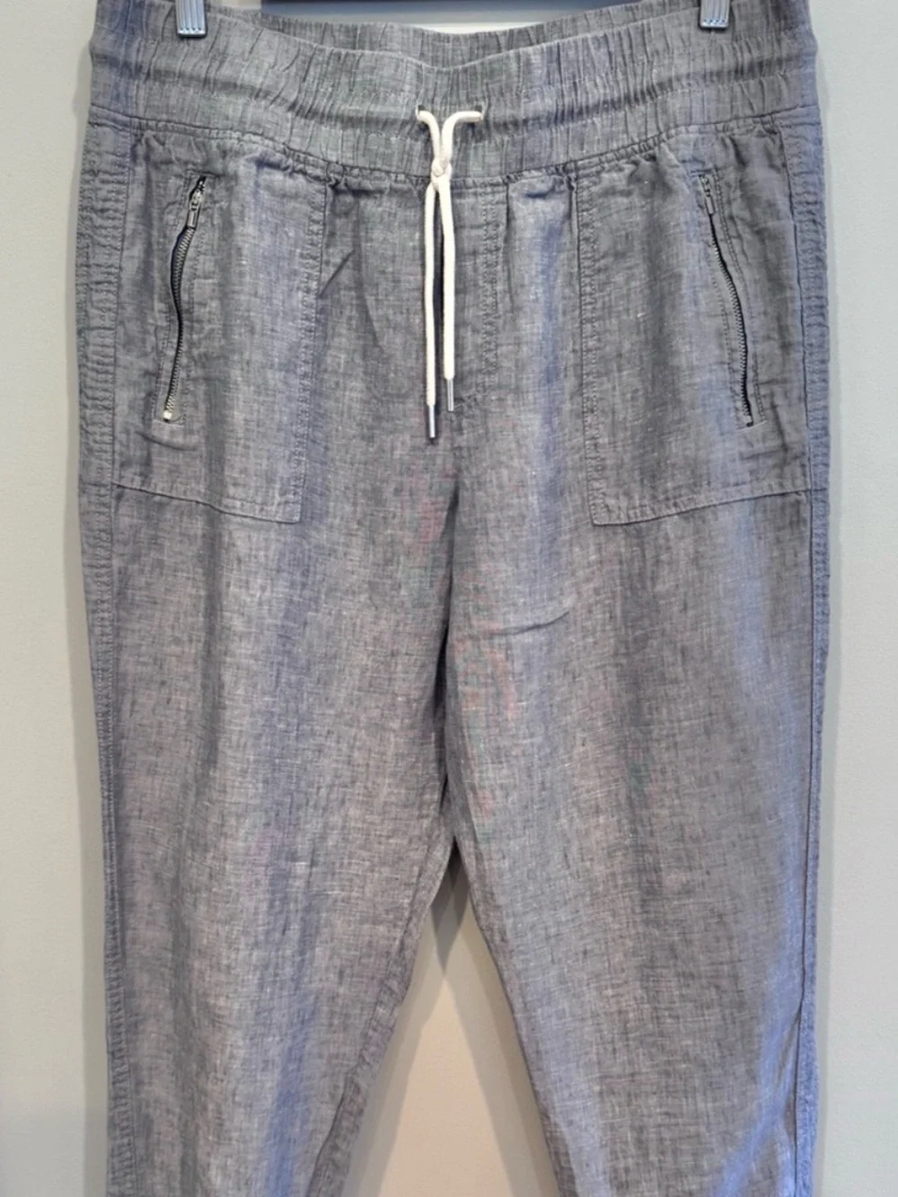 Athleta Cabo 100% Linen Joggers in Chambray Blue